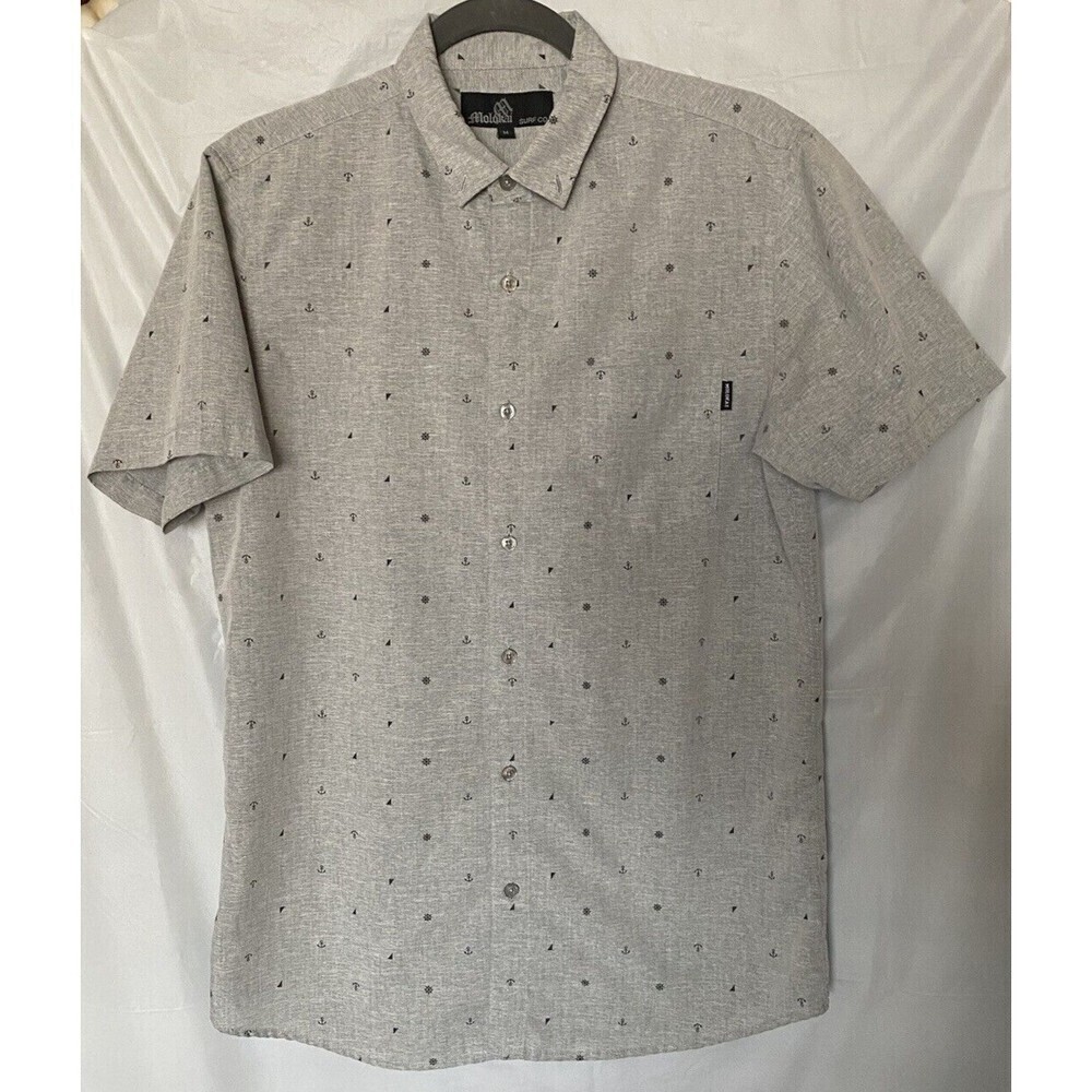 Molokai Surf Co. Men's Button Up Short Sleeve Natical Shirt Sz. S